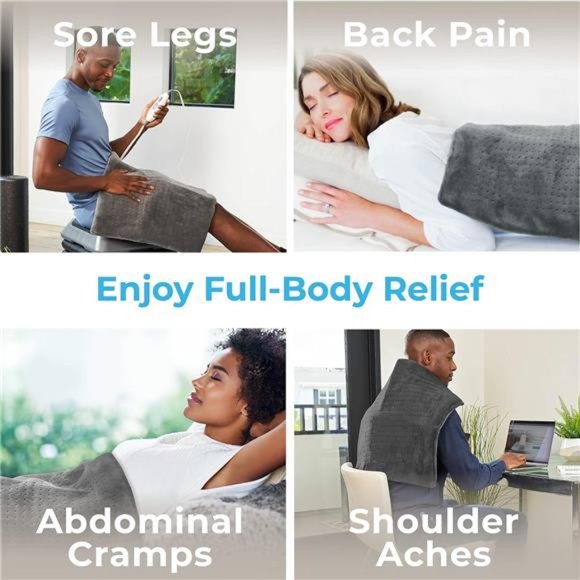 Ultra-Wide Microplush Heating Pad - 20” x 24” XXL Size & 6 Heat Settings - Picture 3 of 7